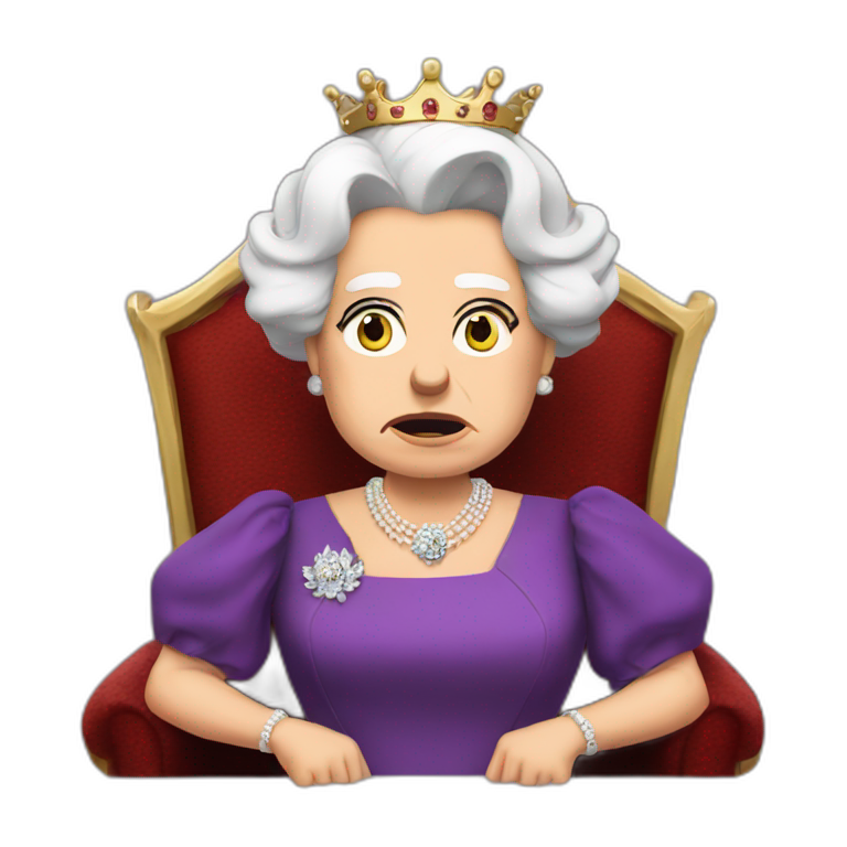 Queen Elizabeth II looking angry with a monocle in one eye | AI Emoji ...