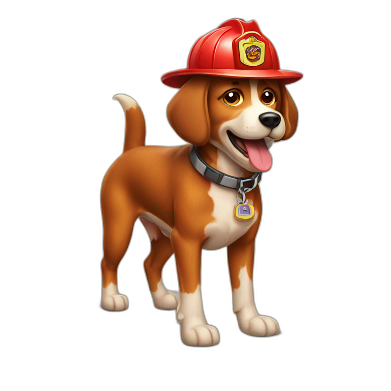 Dog with a fire fighter wears | AI Emoji Generator