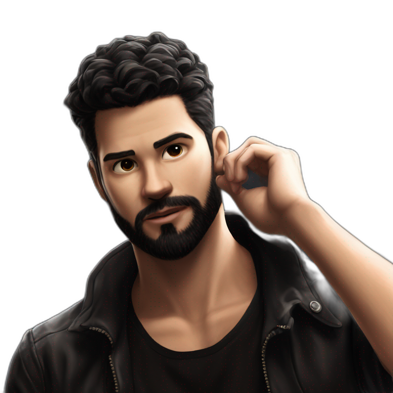 solo guy with black hair | AI Emoji Generator