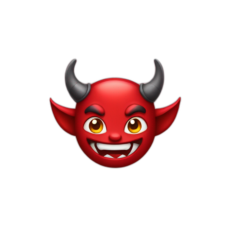 Cute giggle laugh with purple devil horns | AI Emoji Generator