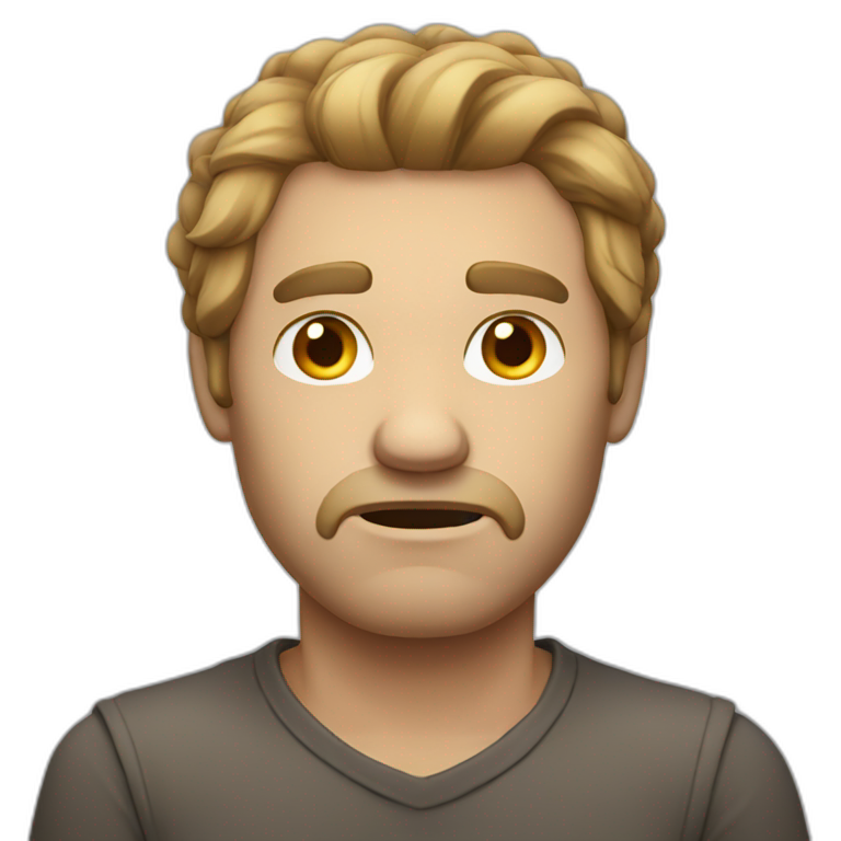 Man middle long light brown hair | AI Emoji Generator