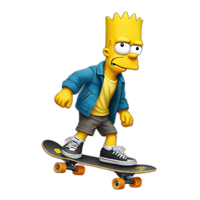 Bart Simpson Skateboard Under His Arm Poses In Front Of A Graffiti