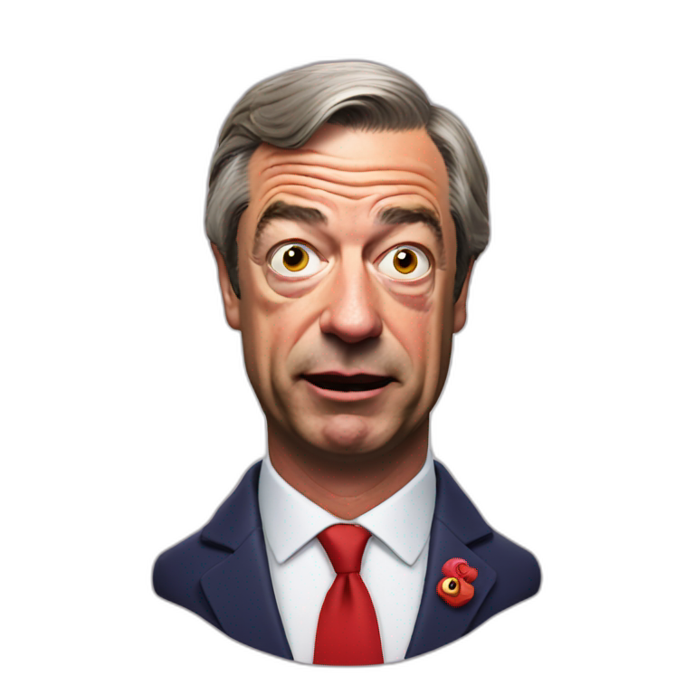 Nigel Farage drinking a beer | AI Emoji Generator