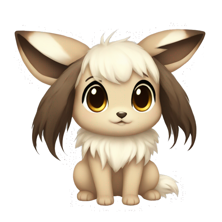 Kawaii Shiny Eevee with dark brown long emo hair covering her eyes Full ...