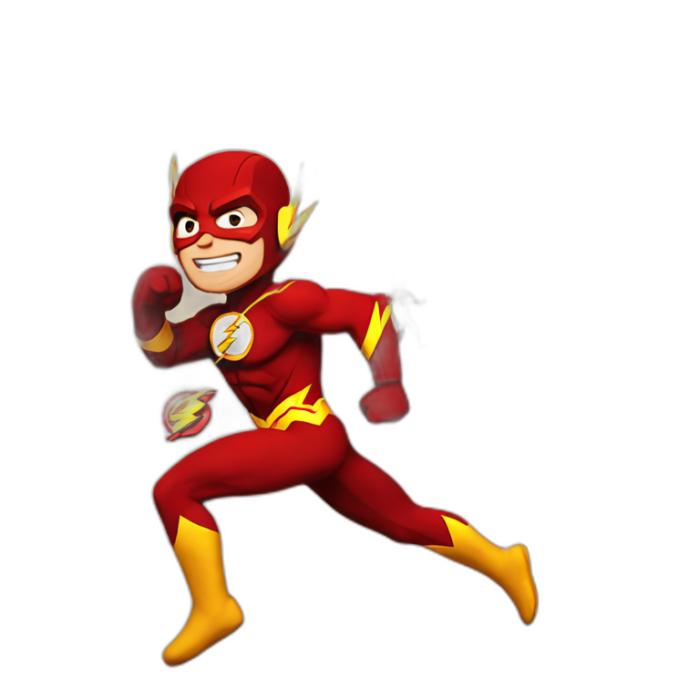 flash superhero running behind him yellow lightning | AI Emoji Generator