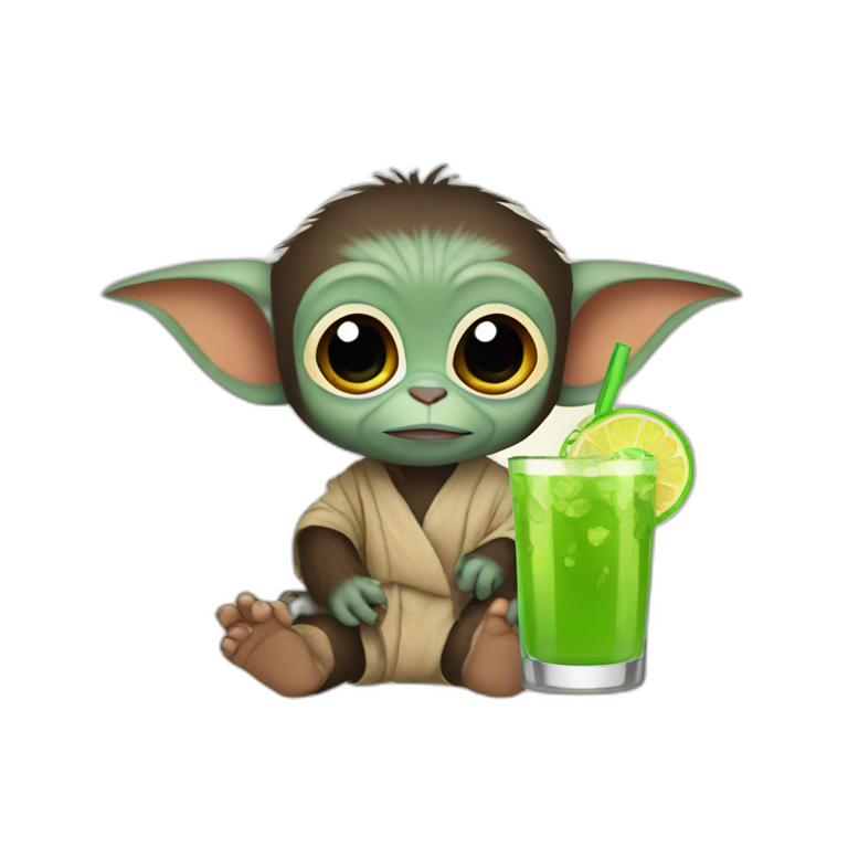 Baby yoda drink wine | AI Emoji Generator