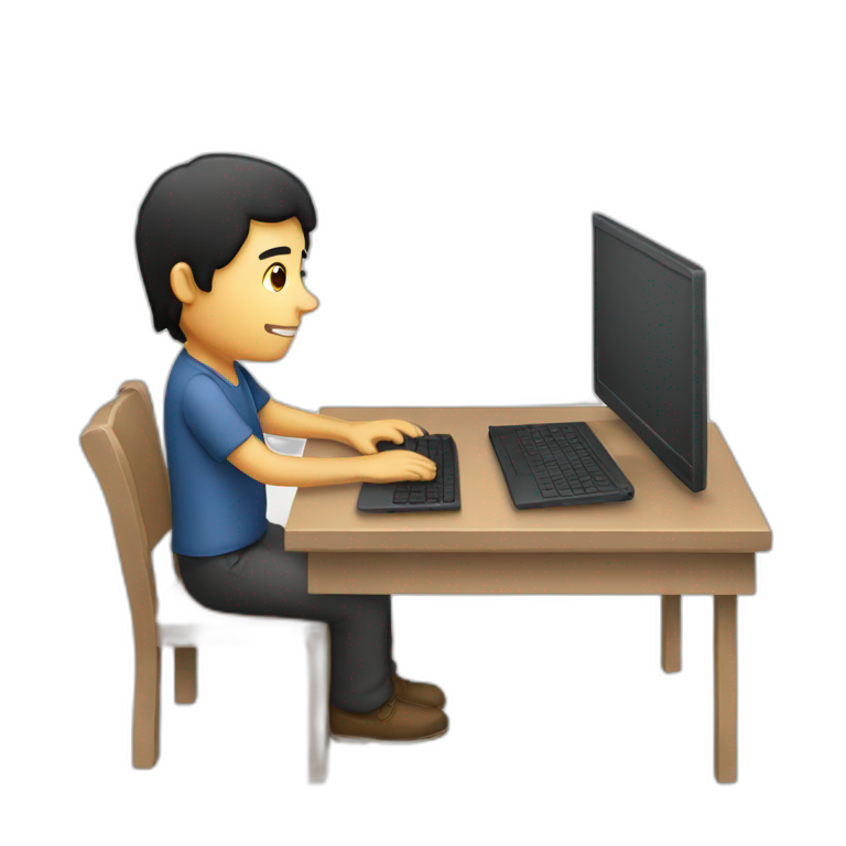 bitmoji front of laptop with black hair | AI Emoji Generator