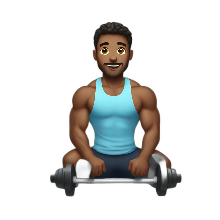 A man doing dumble workout, gym background | AI Emoji Generator