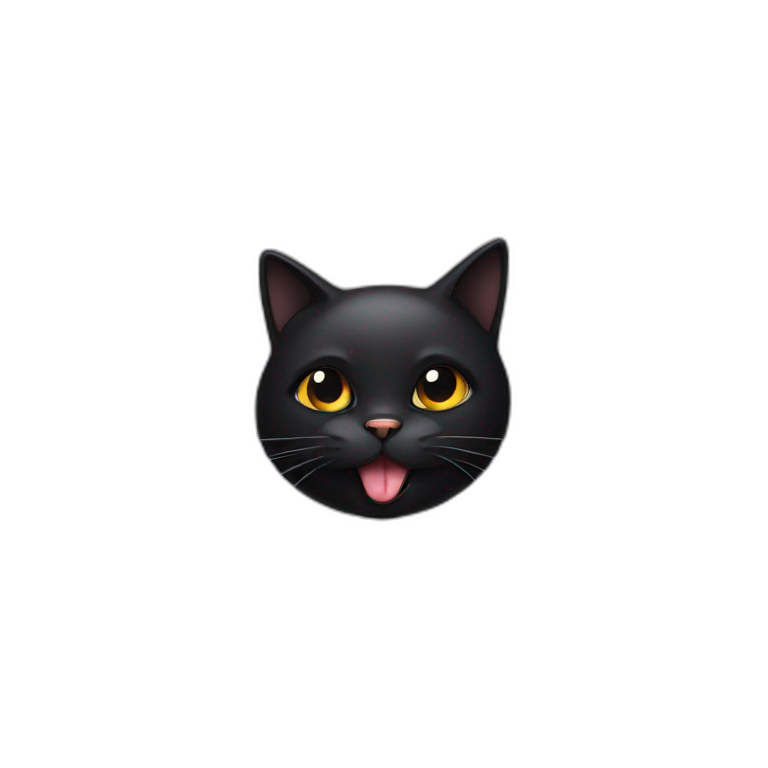 Fluffy Black Cat Face With Tongue Ai Emoji Generator 5960