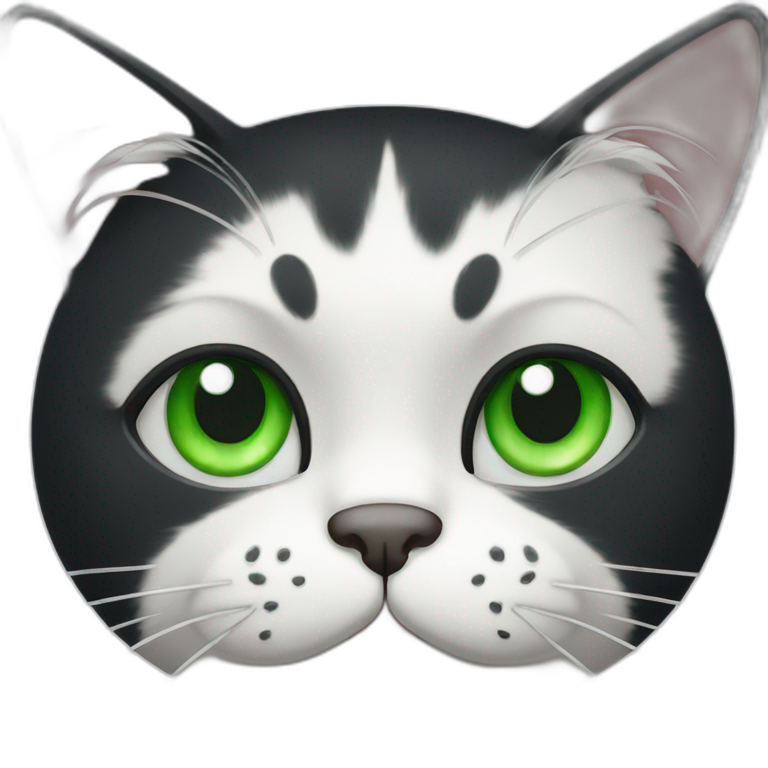 thin cat with a white face green eyes and black ears | AI Emoji Generator