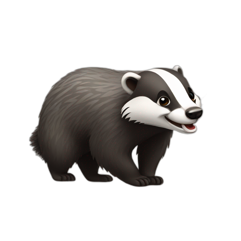 happy badger with red bow on head | AI Emoji Generator