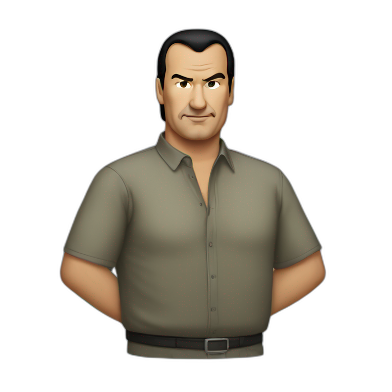 steven seagal cartoon wearing long shirt | AI Emoji Generator