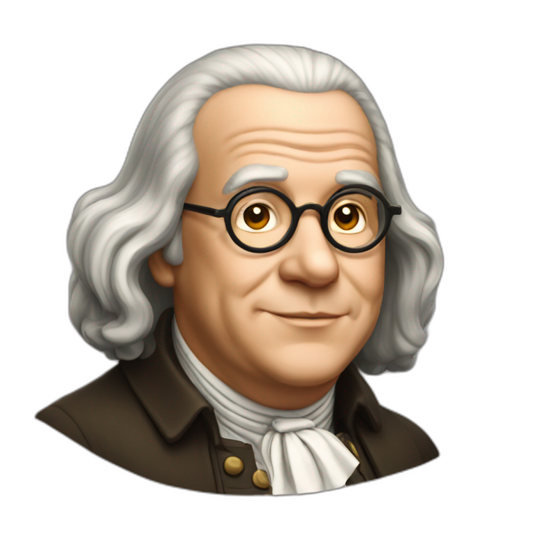 benjamin franklin with an arm up closed realistic | AI Emoji Generator