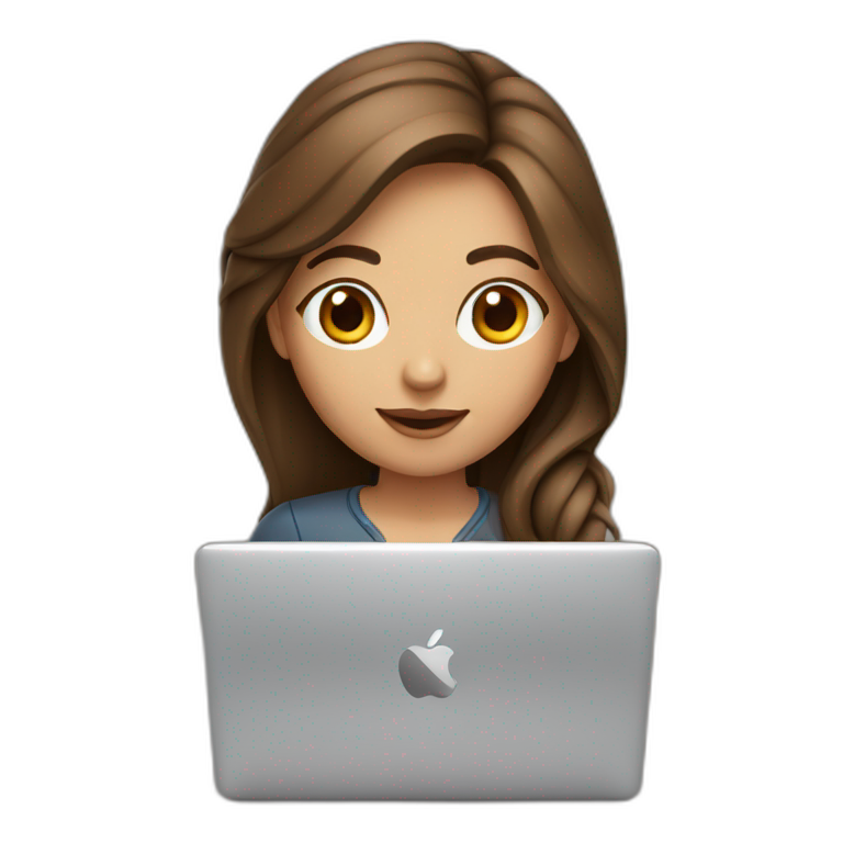 Beautiful programmer girl with brown hair working with MacBook | AI ...