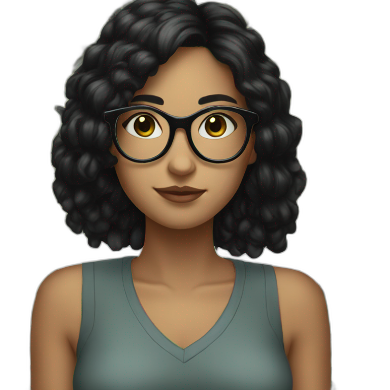 black hair girl with glasses | AI Emoji Generator