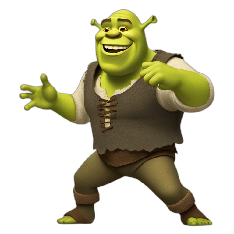 Shrek dancing | AI Emoji Generator