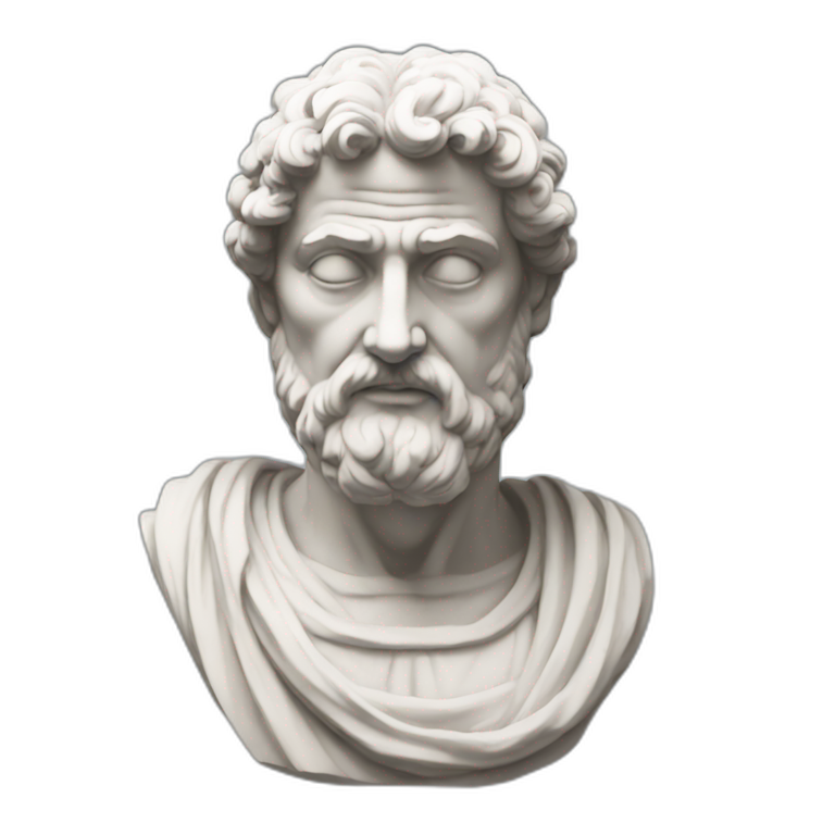 Stoic statue man with beard and centre head | AI Emoji Generator