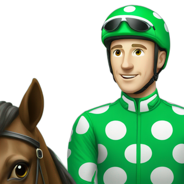 jockey green polka dot hat | AI Emoji Generator