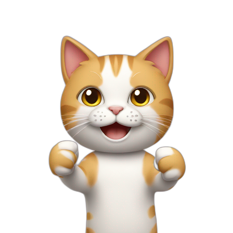 cat with thumbs up muscles and big smile showing the whole body | AI ...