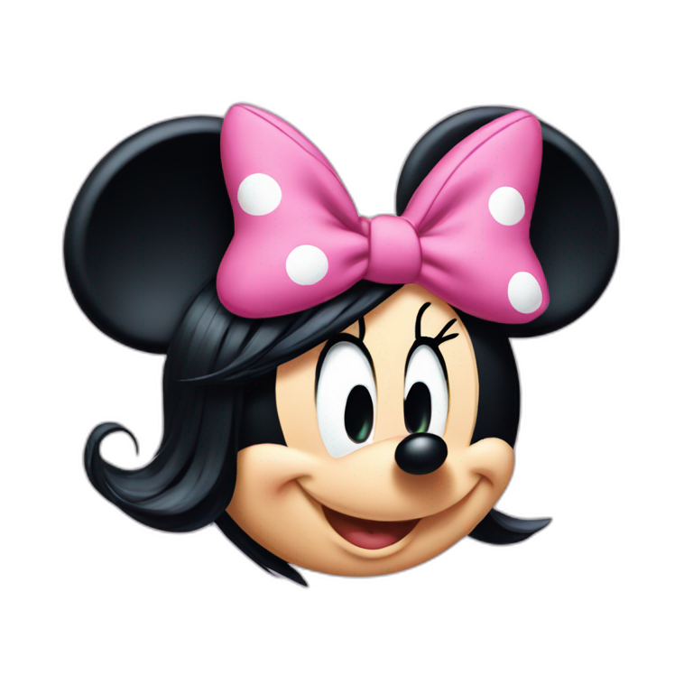 Minnie Mouse long black hair and pink Minnie Mouse ears | AI Emoji ...