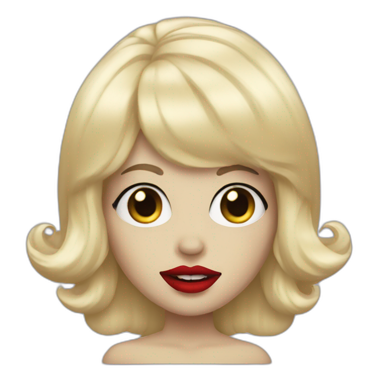 skull with blonde wig and red lipstick AI Emoji Generator