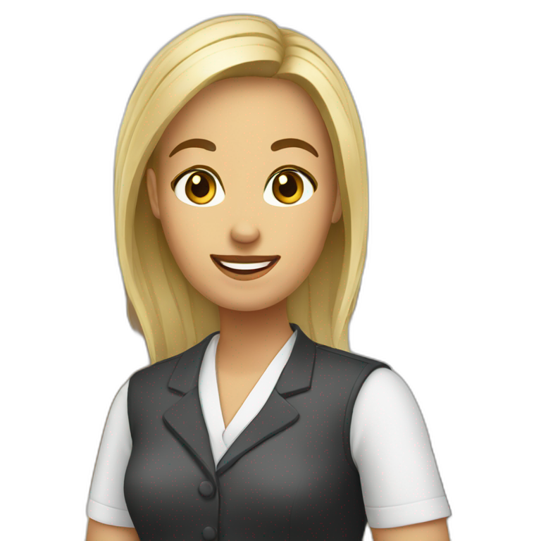 receptionist desk brown hair brown shirt | AI Emoji Generator