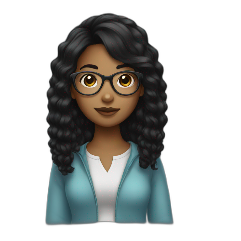 Girl With Black Framed Glasses Ai Emoji Generator