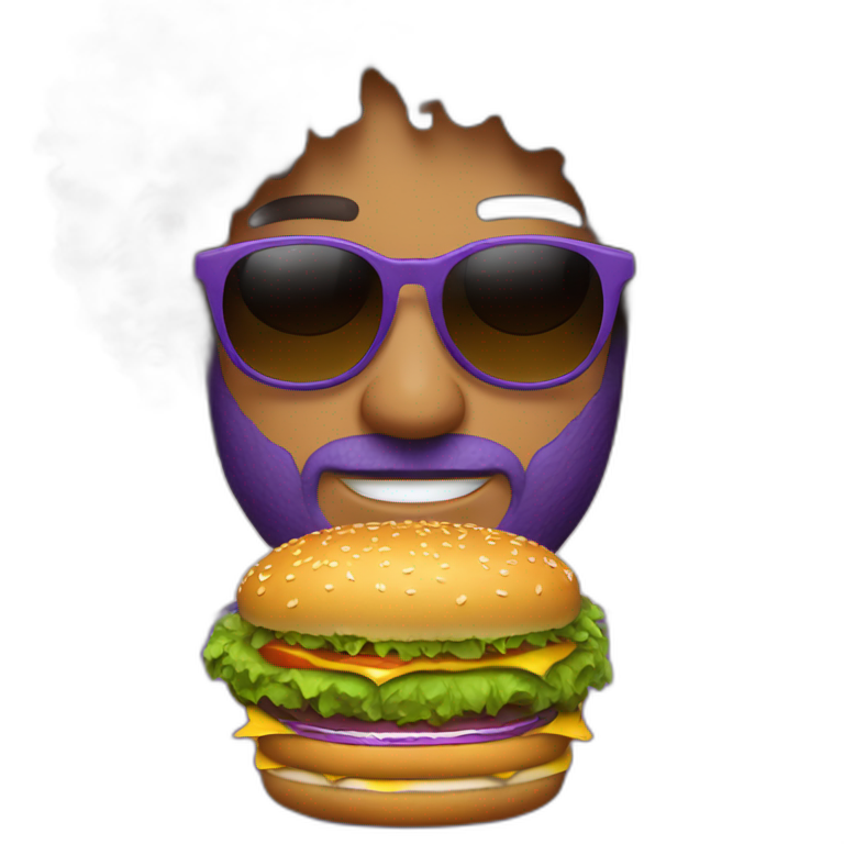 curly-hair-purple-guy-round-sunglasses | AI Emoji Generator