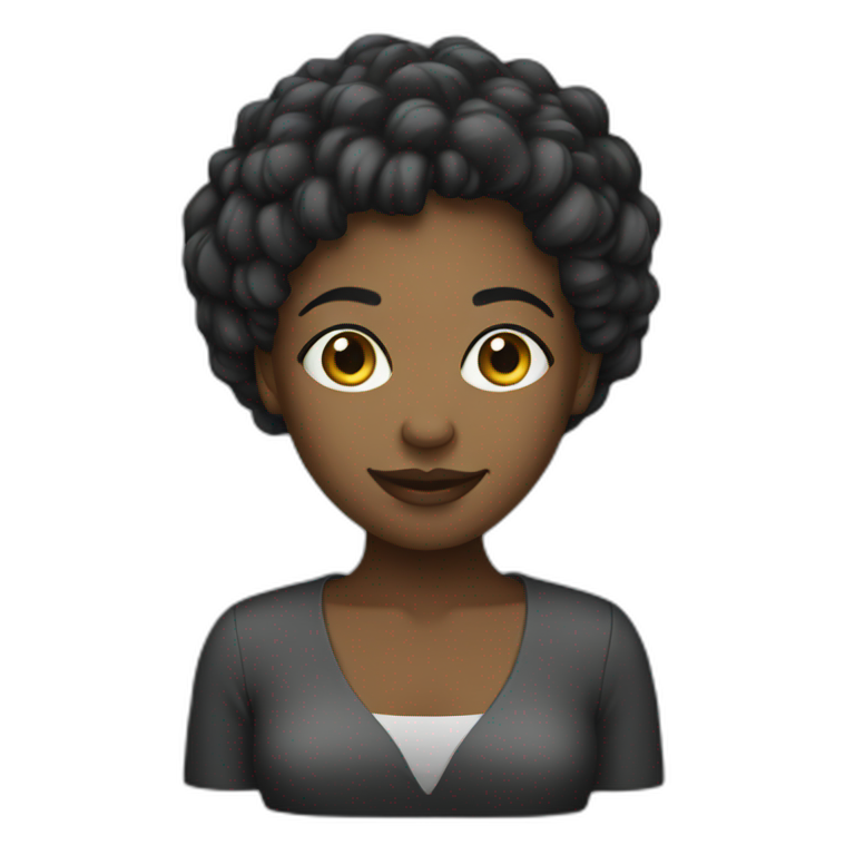 memoji of a female with a modern apple laptop in front, black hair ...