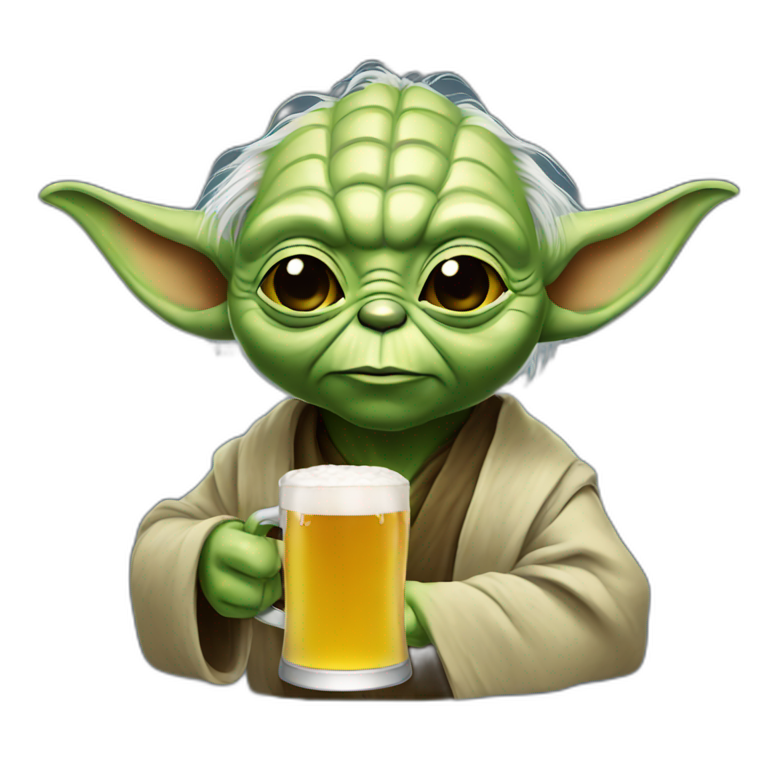 yoda drinking beer | AI Emoji Generator