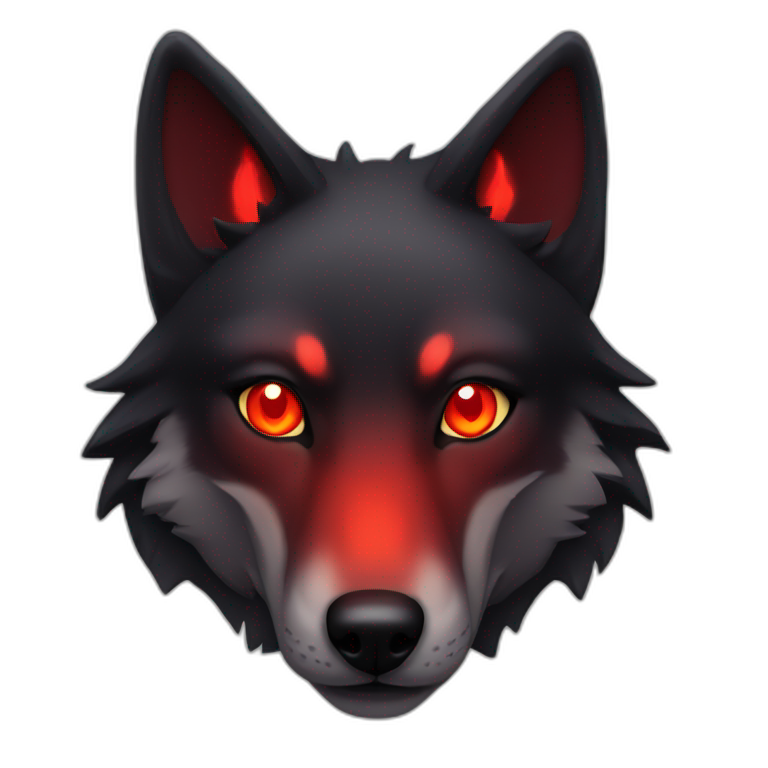 Red black wolf close mouth face | AI Emoji Generator