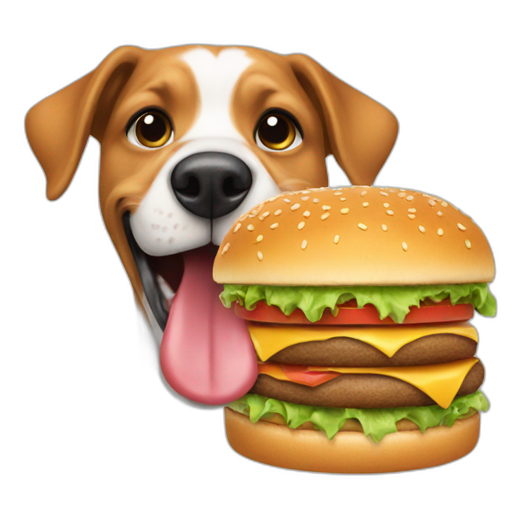 A cat eats a dog burger | AI Emoji Generator