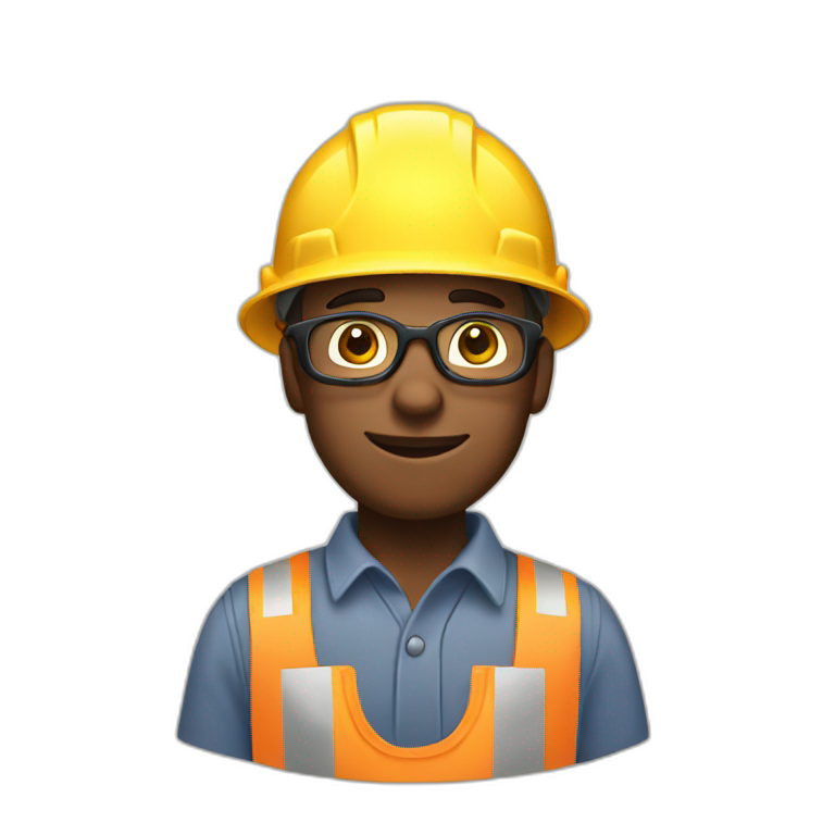 Construction worker with green hard hat | AI Emoji Generator