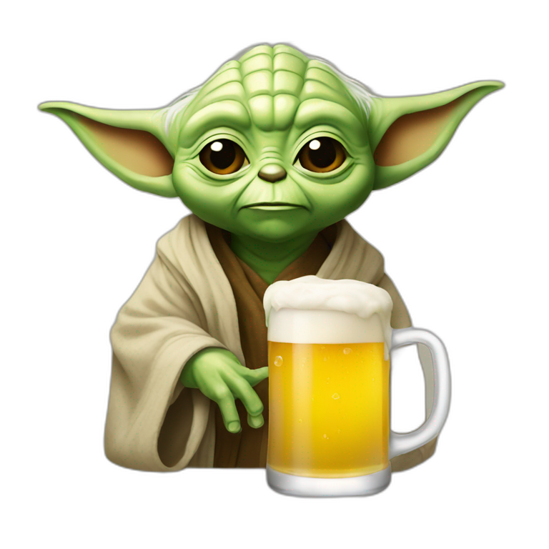 Yoda drink a beer | AI Emoji Generator