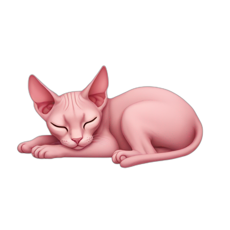 Pink Sphinx Cat Sleeping Full Body Ai Emoji Generator 