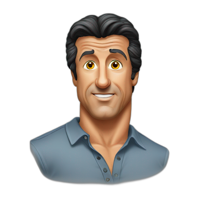 sylvester stallone cartoon wearing shirt | AI Emoji Generator