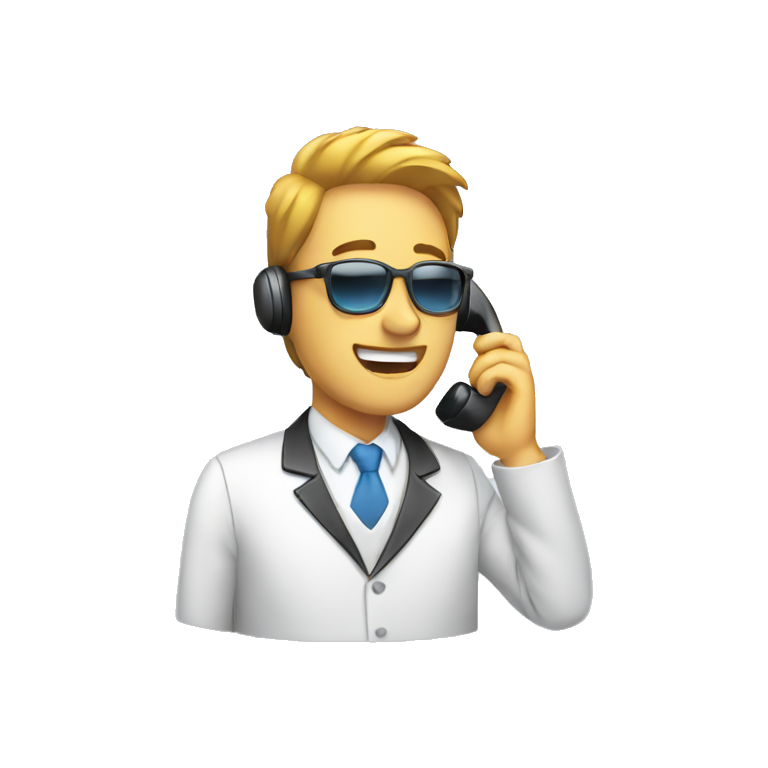 two call center agent singing on the phone | AI Emoji Generator