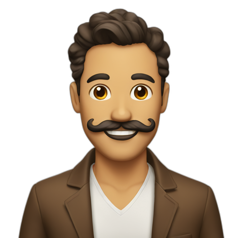 Man with dali mustache and beard with snob glasses | AI Emoji Generator