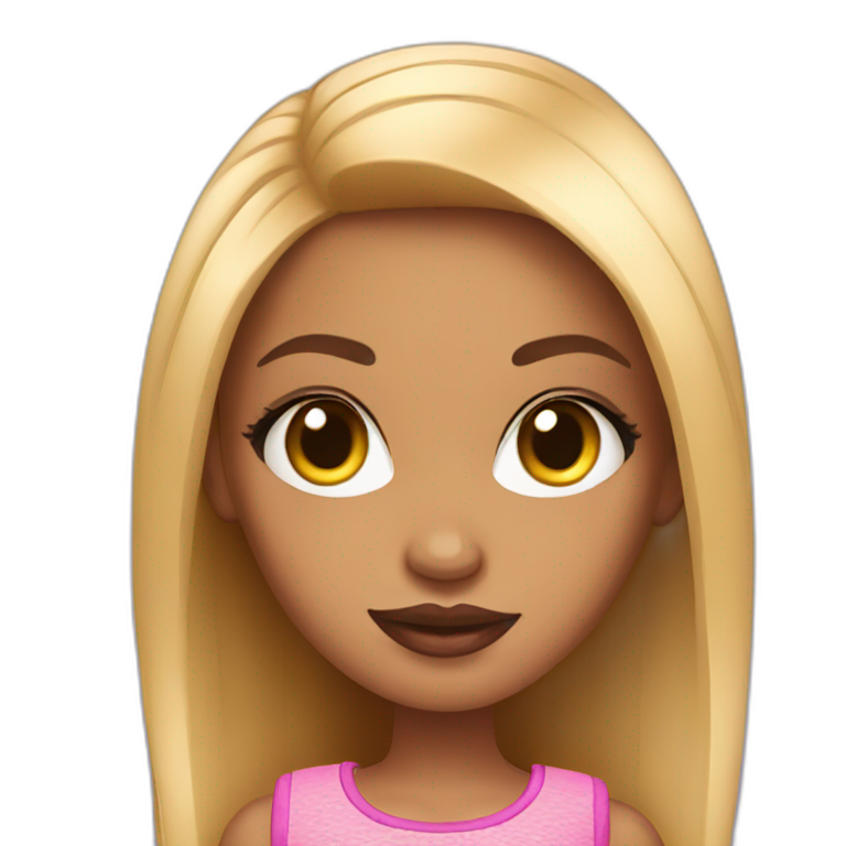 Bratz doll with blond hair and light skin with makeup | AI Emoji Generator