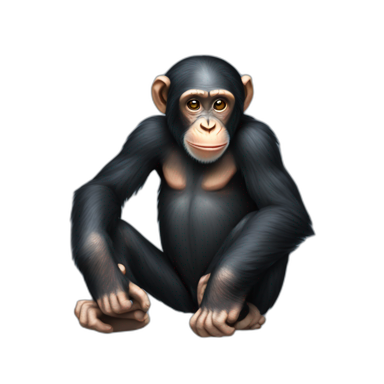 Chimpanzee sitting, no tail | AI Emoji Generator