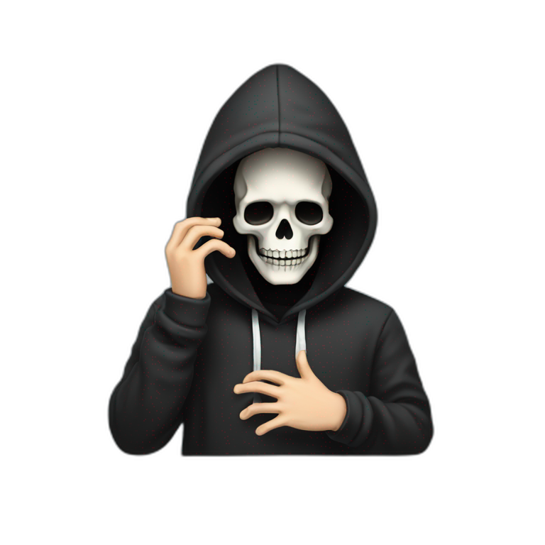 Realistic skeleton with skeleton hands in black hoodie get facepalm ...