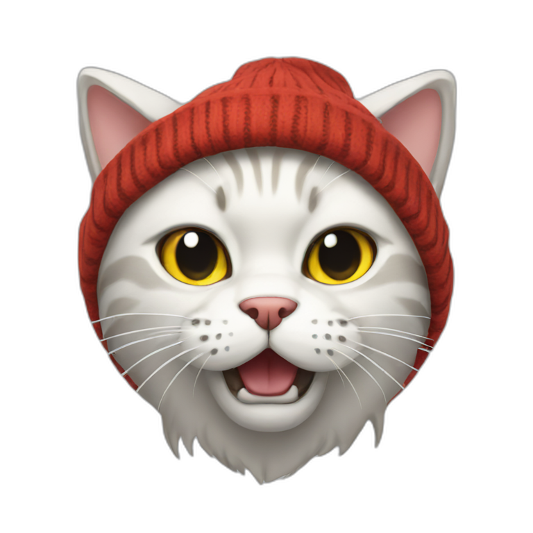 cat with beanie, very annoyed | AI Emoji Generator