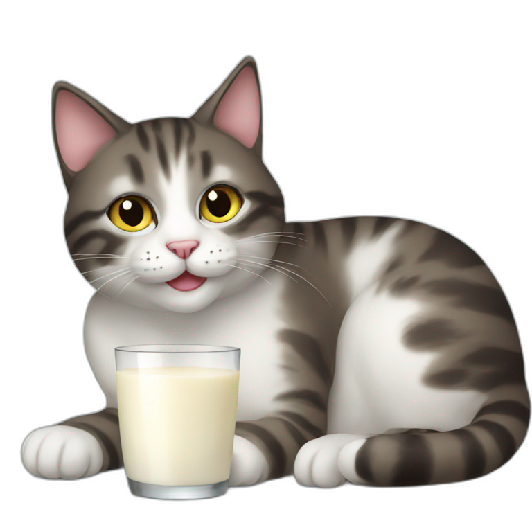 Cat with milk | AI Emoji Generator