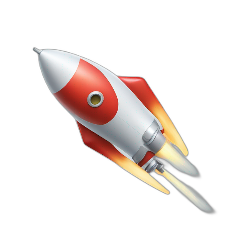 green apple on a rocket ship | AI Emoji Generator