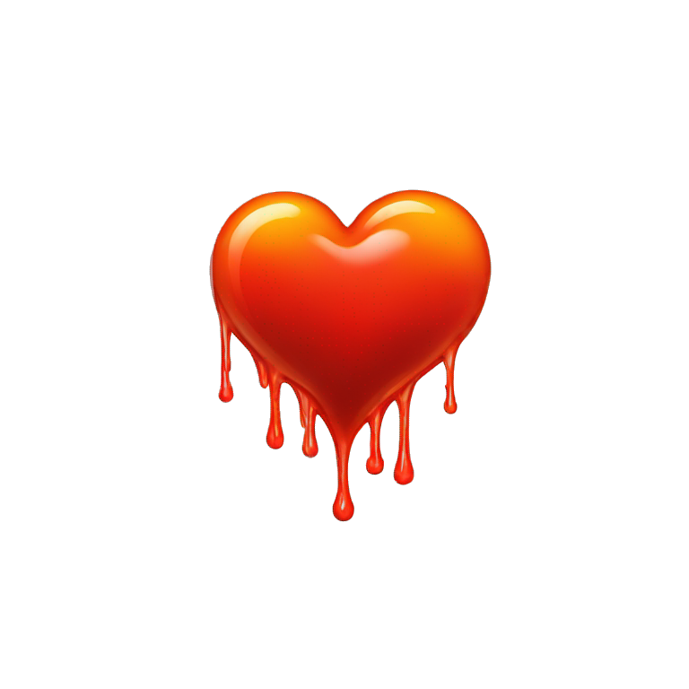 bleeding red heart glowing red-orange | AI Emoji Generator