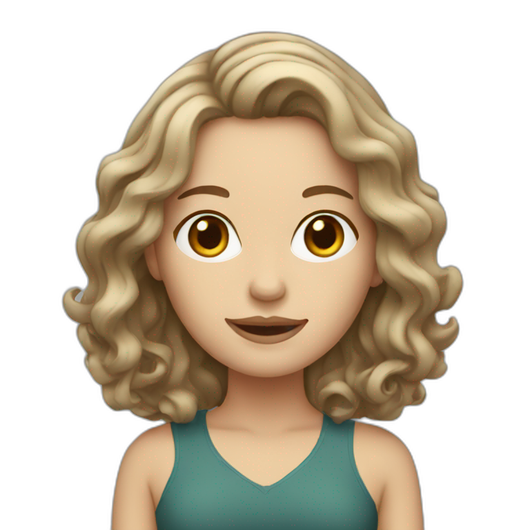 Brunette woman with hair up, clerical painted lips. | AI Emoji Generator