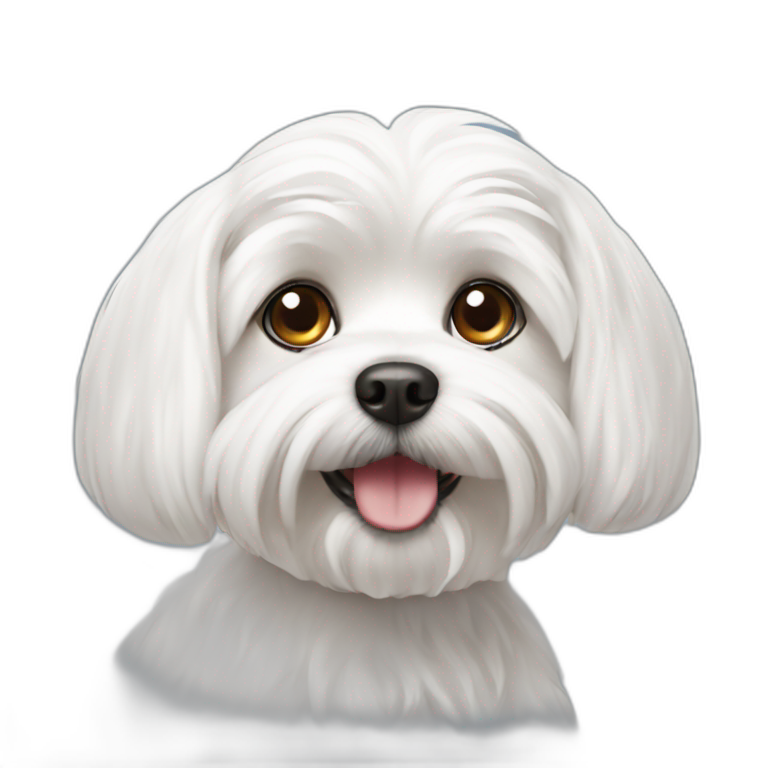 Maltese dog on a beach sunbathing | AI Emoji Generator