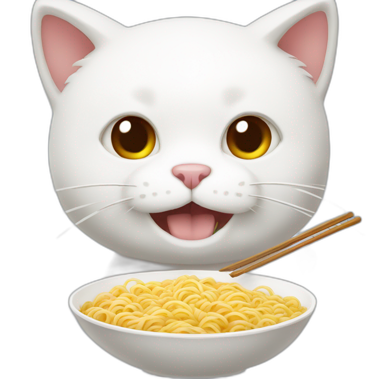 Animated cat eating noodle | AI Emoji Generator