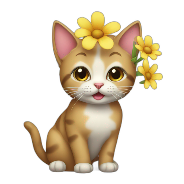 Cat With Flower Ai Emoji Generator