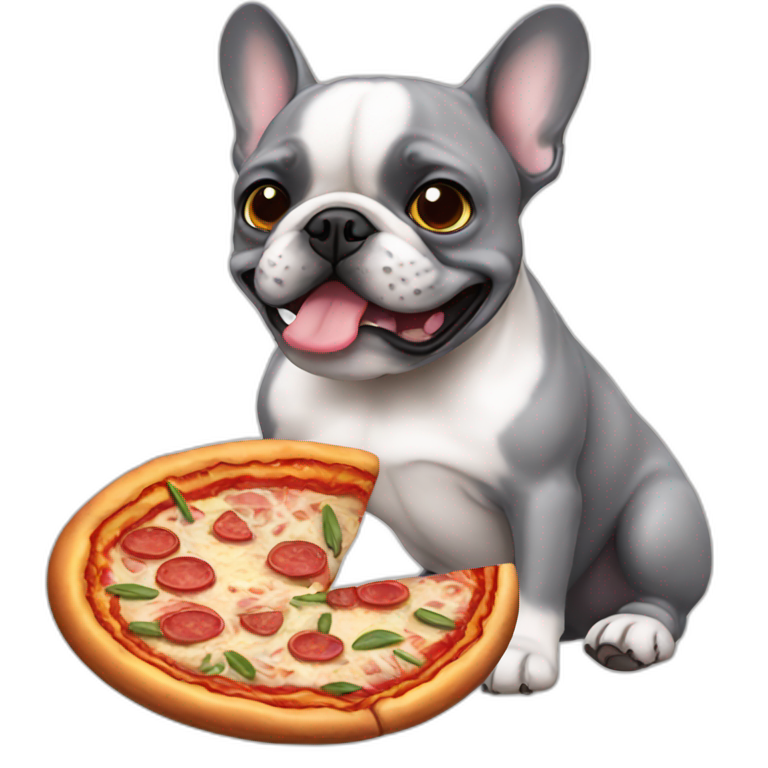 French bulldog 2024 eating pizza